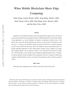 PDF Document Cover - Mobile Blockchain Meets Edge Computing: Resource Management and Applications